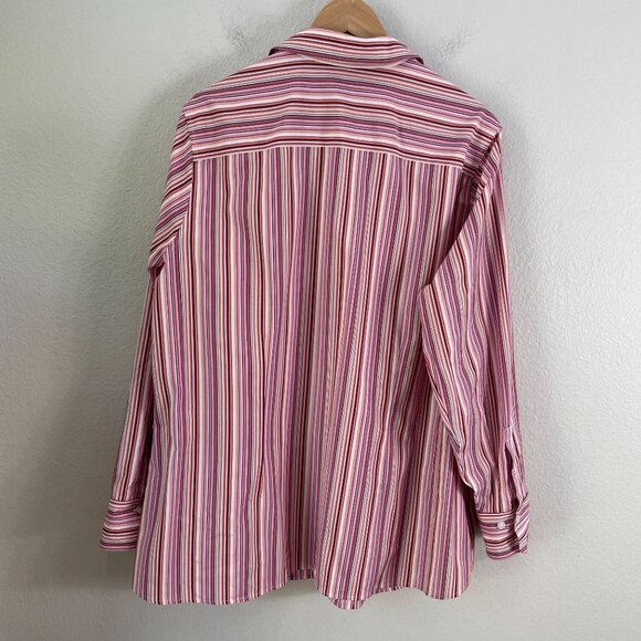 Eddie Bauer Womens Plus 2X Stretch Wrinkle Resistant Striped Button Up Shirt Top - Picture 8 of 8
